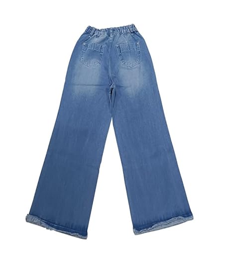 Ywee Girls' Stylish Stretch Denim Jeans | Soft Cotton Lycra with Adjustable Waistband | Trendy Slim Fit Mid-Waist Jeans for Everyday Fashion