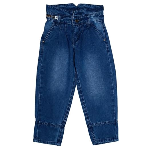 Ywee Girls' Stylish Stretch Denim Jeans | Soft Cotton Lycra with Adjustable Waistband | Trendy Slim Fit Mid-Waist Jeans for Everyday Fashion 202