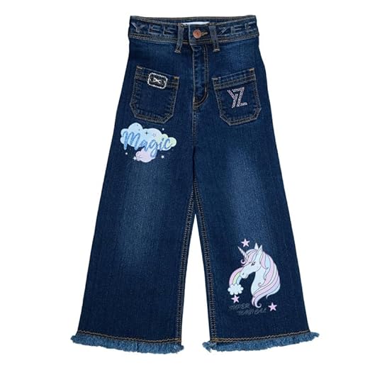 Ywee Girls' Stylish Stretch Denim Jeans | Soft Cotton Lycra with Adjustable Waistband | Trendy Slim Fit Mid-Waist Jeans for Everyday Fashion 470