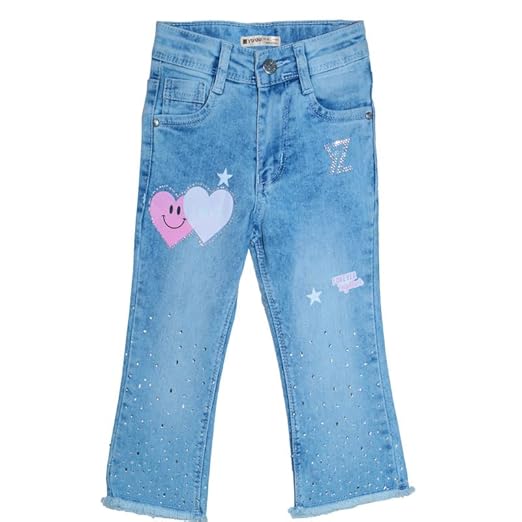 Ywee Girls' Stylish Stretch Denim Jeans | Soft Cotton Lycra with Adjustable Waistband | Trendy Slim Fit Mid-Waist Jeans for Everyday Fashion 26