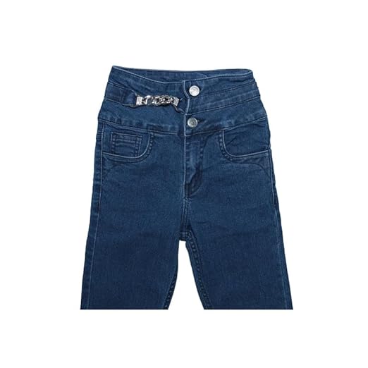 Ywee Girls' Stylish Stretch Denim Jeans | Soft Cotton Lycra with Adjustable Waistband | Trendy Slim Fit Mid-Waist Jeans for Everyday Fashion 483