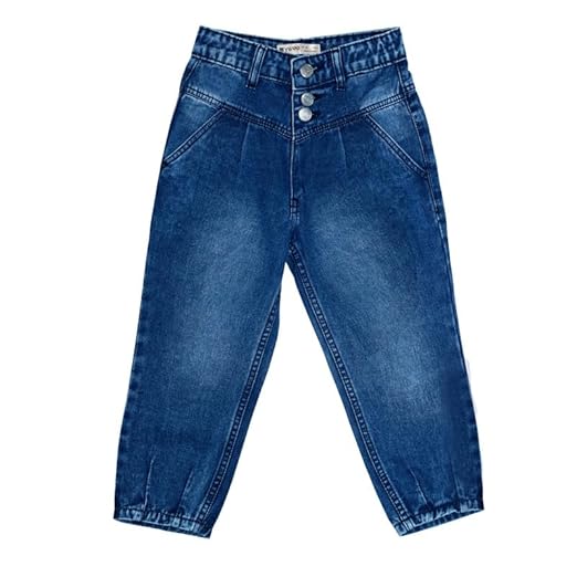 Ywee Girls' Stylish Stretch Denim Jeans | Soft Cotton Lycra with Adjustable Waistband | Trendy Slim Fit Mid-Waist Jeans for Everyday Fashion 164