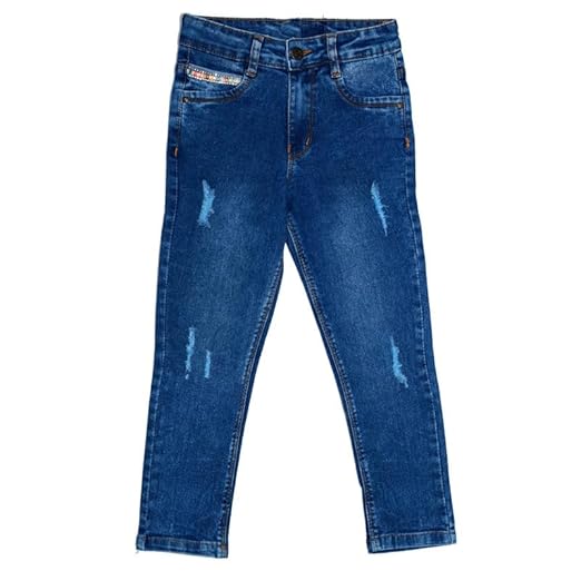 Ywee Girls' Stylish Stretch Denim Jeans | Soft Cotton Lycra with Adjustable Waistband | Trendy Slim Fit Mid-Waist Jeans for Everyday Fashion