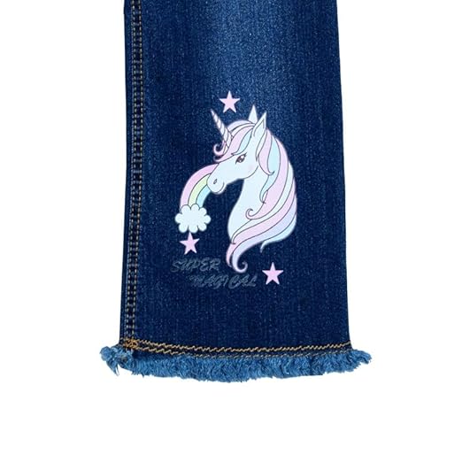 Ywee Girls' Stylish Stretch Denim Jeans | Soft Cotton Lycra with Adjustable Waistband | Trendy Slim Fit Mid-Waist Jeans for Everyday Fashion 470