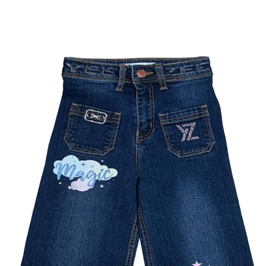 Ywee Girls' Stylish Stretch Denim Jeans | Soft Cotton Lycra with Adjustable Waistband | Trendy Slim Fit Mid-Waist Jeans for Everyday Fashion 470