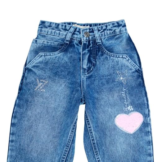 Ywee Girls' Stylish Stretch Denim Jeans | Soft Cotton Lycra with Adjustable Waistband | Trendy Slim Fit Mid-Waist Jeans for Everyday Fashion 317