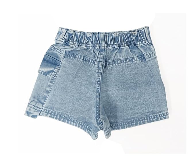 Ywee Denim Shorts for Girls with Side & Back Pockets Casual Wear Slim Fit Shorts for Girls (Pack of 1) 01
