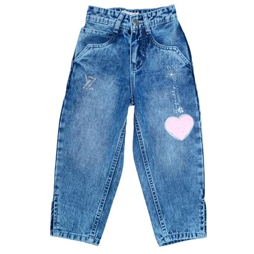 Ywee Girls' Stylish Stretch Denim Jeans | Soft Cotton Lycra with Adjustable Waistband | Trendy Slim Fit Mid-Waist Jeans for Everyday Fashion 317