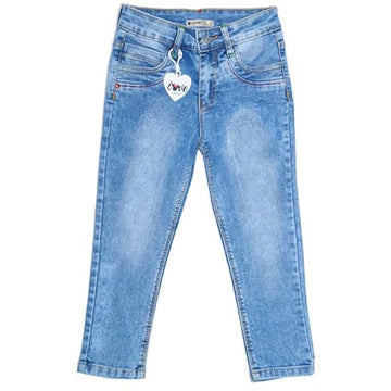 Ywee Girls' Stylish Stretch Denim Jeans | Soft Cotton Lycra with Adjustable Waistband | Trendy Slim Fit Mid-Waist Jeans for Everyday Fashion