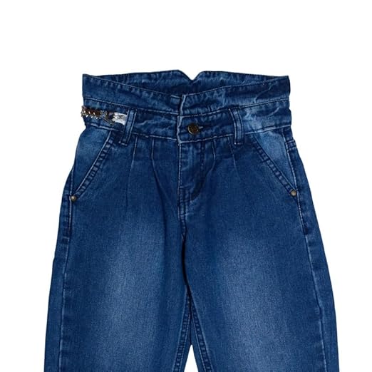 Ywee Girls' Stylish Stretch Denim Jeans | Soft Cotton Lycra with Adjustable Waistband | Trendy Slim Fit Mid-Waist Jeans for Everyday Fashion 202