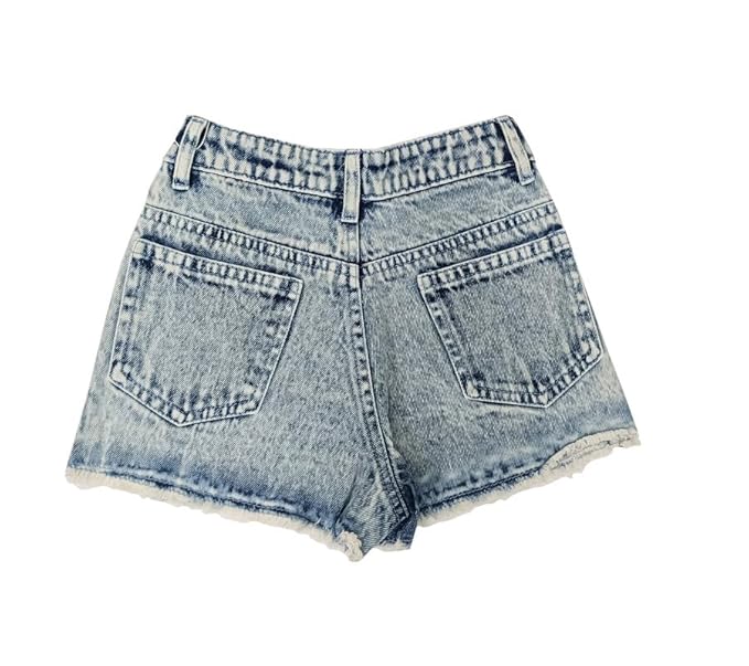 Ywee Denim Shorts for Girls with Side & Back Pockets Casual Wear Slim Fit Shorts for Girls (Pack of 1) 01