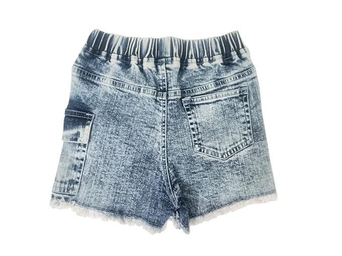 Ywee Denim Shorts for Girls with Side & Back Pockets Casual Wear Slim Fit Shorts for Girls (Pack of 1) 01
