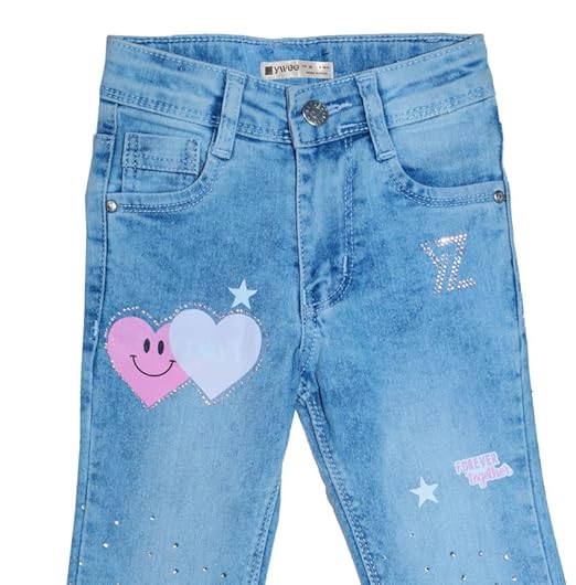 Ywee Girls' Stylish Stretch Denim Jeans | Soft Cotton Lycra with Adjustable Waistband | Trendy Slim Fit Mid-Waist Jeans for Everyday Fashion 26