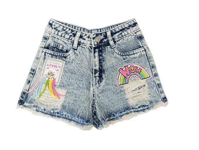 Ywee Denim Shorts for Girls with Side & Back Pockets Casual Wear Slim Fit Shorts for Girls (Pack of 1) 01