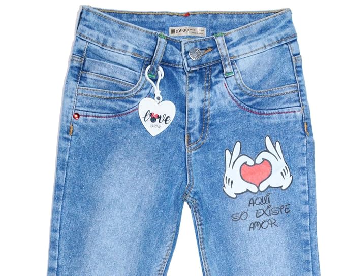 Ywee Girls' Stylish Stretch Denim Jeans | Soft Cotton Lycra with Adjustable Waistband | Trendy Slim Fit Mid-Waist Jeans for Everyday Fashion