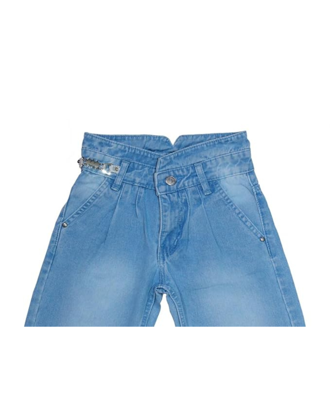 Ywee Girls' Stylish Stretch Denim Jeans | Soft Cotton Lycra with Adjustable Waistband | Trendy Slim Fit Mid-Waist Jeans for Everyday Fashion 202