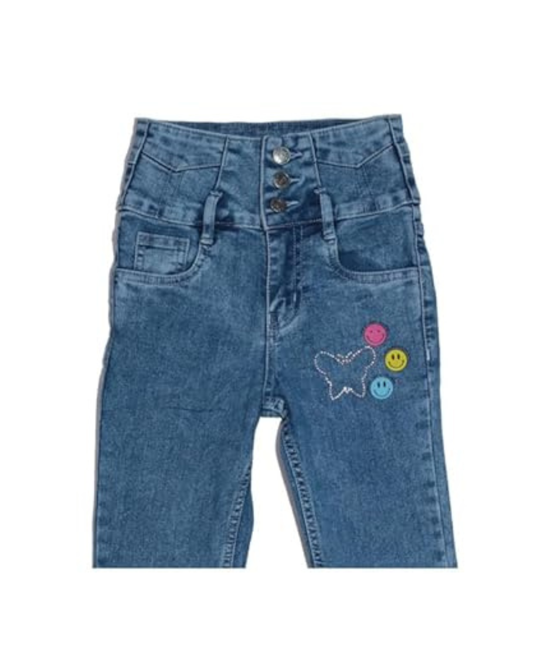 Ywee Girls' Stylish Stretch Denim Jeans | Soft Cotton Lycra with Adjustable Waistband | Trendy Slim Fit Mid-Waist Jeans for Everyday Fashion 166