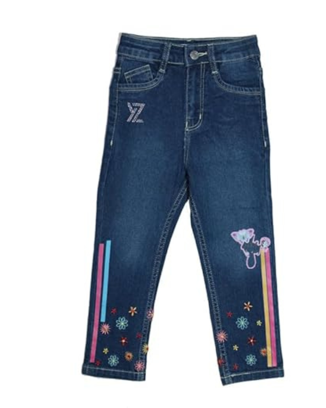 Ywee Girls' Stylish Stretch Denim Jeans | Soft Cotton Lycra with Adjustable Waistband | Trendy Slim Fit Mid-Waist Jeans for Everyday Fashion 78