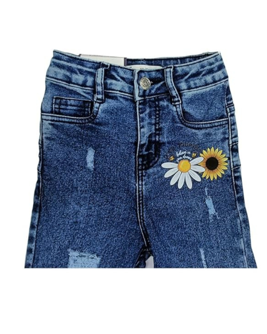 Ywee Girls' Stylish Stretch Denim Jeans | Soft Cotton Lycra with Adjustable Waistband | Trendy Slim Fit Mid-Waist Jeans for Everyday Fashion 116