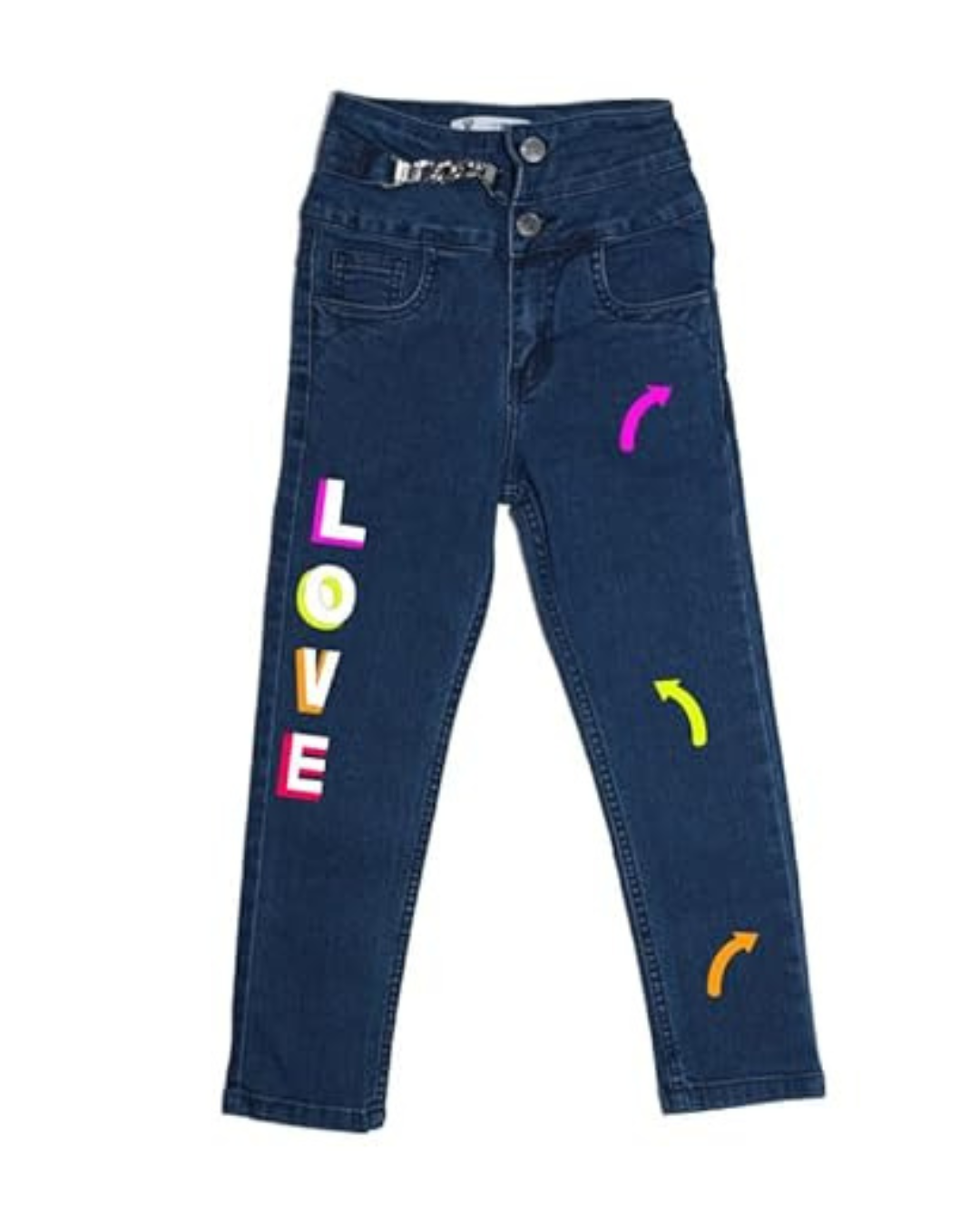 Ywee Girls' Stylish Stretch Denim Jeans | Soft Cotton Lycra with Adjustable Waistband | Trendy Slim Fit Mid-Waist Jeans for Everyday Fashion