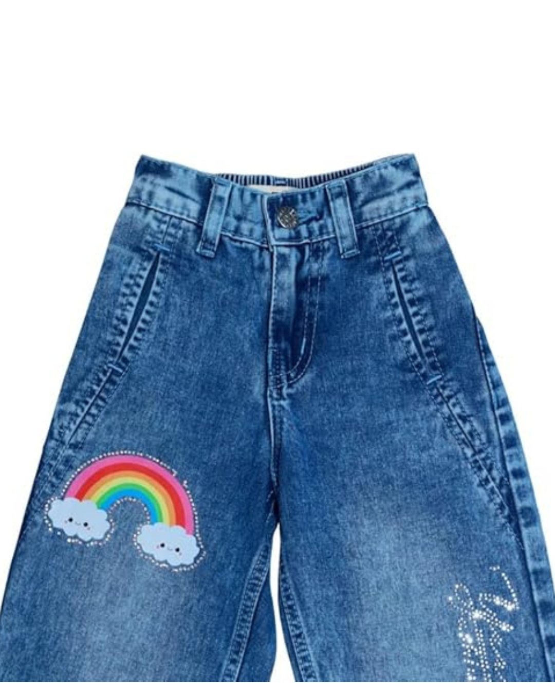 Ywee Girls' Stylish Stretch Denim Jeans | Soft Cotton Lycra with Adjustable Waistband | Trendy Slim Fit Mid-Waist Jeans for Everyday Fashion 151